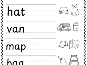 CVC read, write and colour worksheet