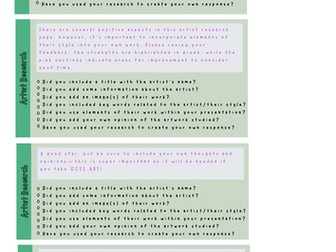 Artist Research marking slips