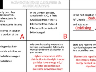 Homogeneous Catalysis and Autocatalysis (AQA A Level Chemistry 7405, 3.2.5.6)