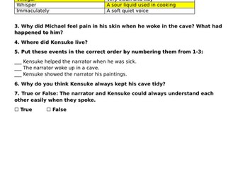 Reading Comprehension Kensuke's Kingdom Chapters 1 -8