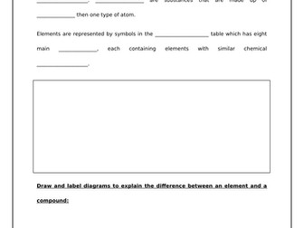 Atoms GCSE Worksheet and Model Answers