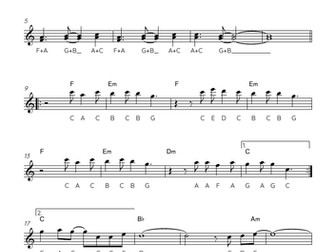 Sonic the hedgehog paino lead sheet
