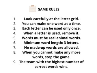 Animal Word Cut & Paste Game for Kids