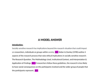Issues and debates 9. Socially sensitive research - MODEL ANSWER