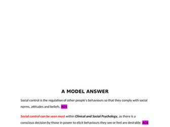 Issues and Debates 10. Social Control - MODEL ANSWER