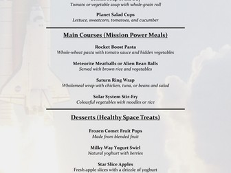 Space Themed Menu
