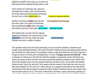 A/ AS LEVEL ENGLISH LITERATURE: analysis of "The Owl" (Edward Thomas Anthology)