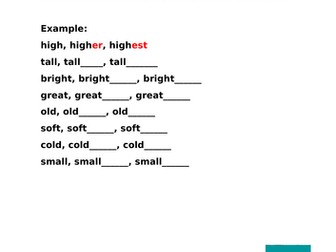 Suffixes er and est endings KS1