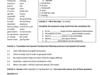 Education and work UNIT 3 - vocab, written tasks and speaking (photo cards)