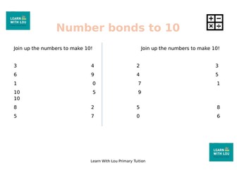 Number bonds to 10 worksheet