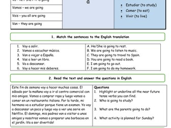 Near Future Tense worksheet