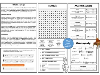 Melody Worksheet (Cover Lesson)