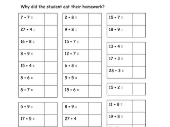 2-digit addition Crack the Joke Puzzle