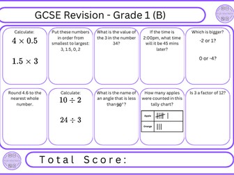 GCSE Maths Revision - Grade 1