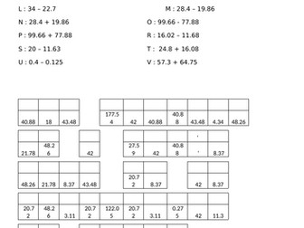 Adding and Subtracting Decimals Codebreaker