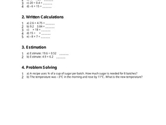 Rational Numbers Homework – Year 7 & 8 Maths