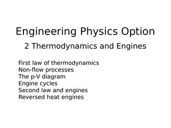 Thermodynamics Resources AQA Engineering A Level Physics Option