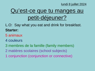 Breakfast lesson French