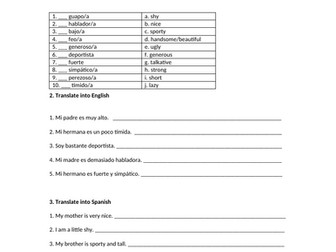 Personality Description Worksheet