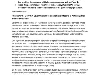 CIE 9708 Paper 2 Essay pack of 15 Essays