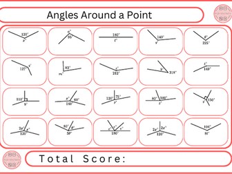 Angles Around a Point - 20 Questions