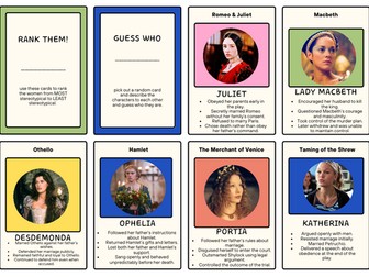 Shakespeare Flash Cards! (Revision & Games)