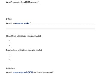 A Level Business Theme 4 4.1.1 Growing economies