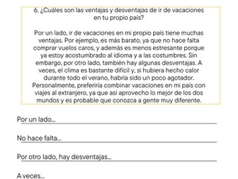 Mis vacaciones Y11 answer builders