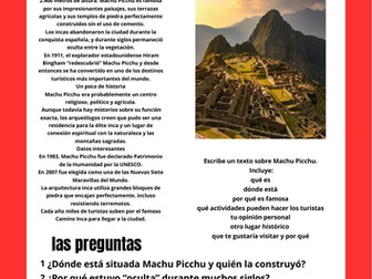 Machu Pichu reading and writing