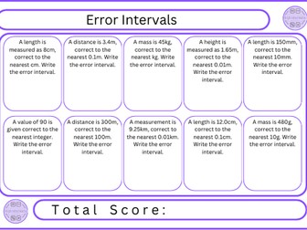 Error Intervals - 10 Questions