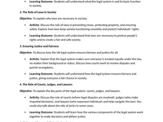 brief outline for a PSHE lesson on "Why is the UK Legal System So Important?"
