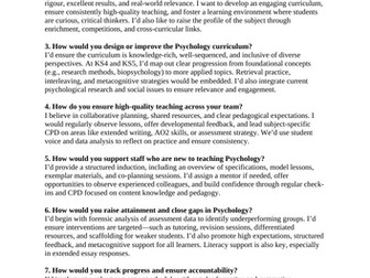 Head of Department Interview Questions and Responses (Psychology)