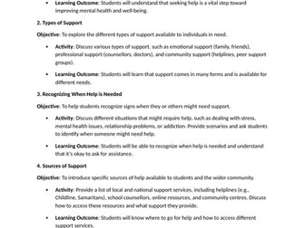 PSHE lesson idea on seeking sources of support