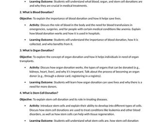 "What is Blood, Organ, and Stem Cell Donation?" - PSHE lesson ideas