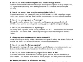 Psychology Teacher Interview Questions and Responses