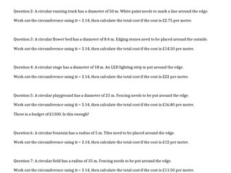 Using circumference to find the cost (Low ability)