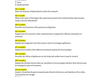 AAQ Cambridge Nationals in Health and Social Care - F091 TA3 Digestive System - Full Unit