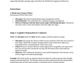 Role-Play task for Anger Management for Offending Behaviour A-Level Psychology – Forensic Psychology