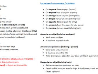 Verbes du voyage