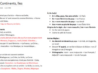 Villes, Pays, Continents, îles