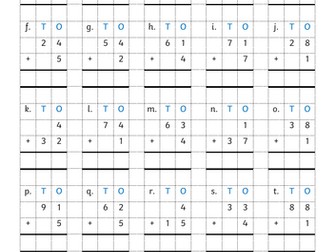 Column addition 1 digit and 2 digit resources