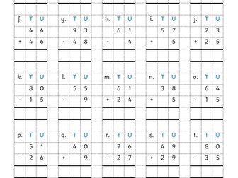 Column method mixed addition and subtraction resources
