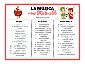 la música sentence builder