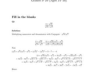 Rationalising the Denominator with Surds Pearson Edexcel International GCSE (9--1) Mathematics G
