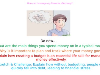 PSHE lesson - How can I mange my finances effectively?