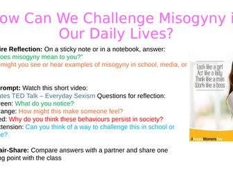 PSHE lesson - How can we challenge misogyny in our daily lives?