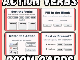 Action Verbs Activities Boom Cards - Grammar Practice