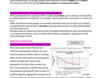 Study Notes  - Research & Evaluation of the Multi-Store of Memory - A Level Psychology (AQA)