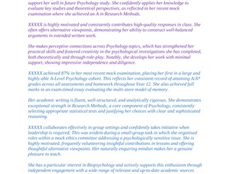 UCAS Psychology References Template Complete - Year 12/Year 13 subject references