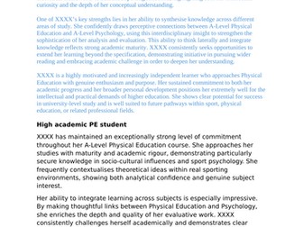 UCAS COMPLETE REFERENCES FOR PHYSICAL EDUCATION (PE) A-LEVEL